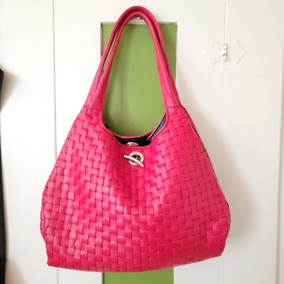 Fontanelli Woven Cherry Reversible Leather Tote - Picture 1 of 8